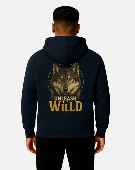 Printed Hoodie | Regular Fit | 300 GSM | Navy Blue | Unlease The Wild