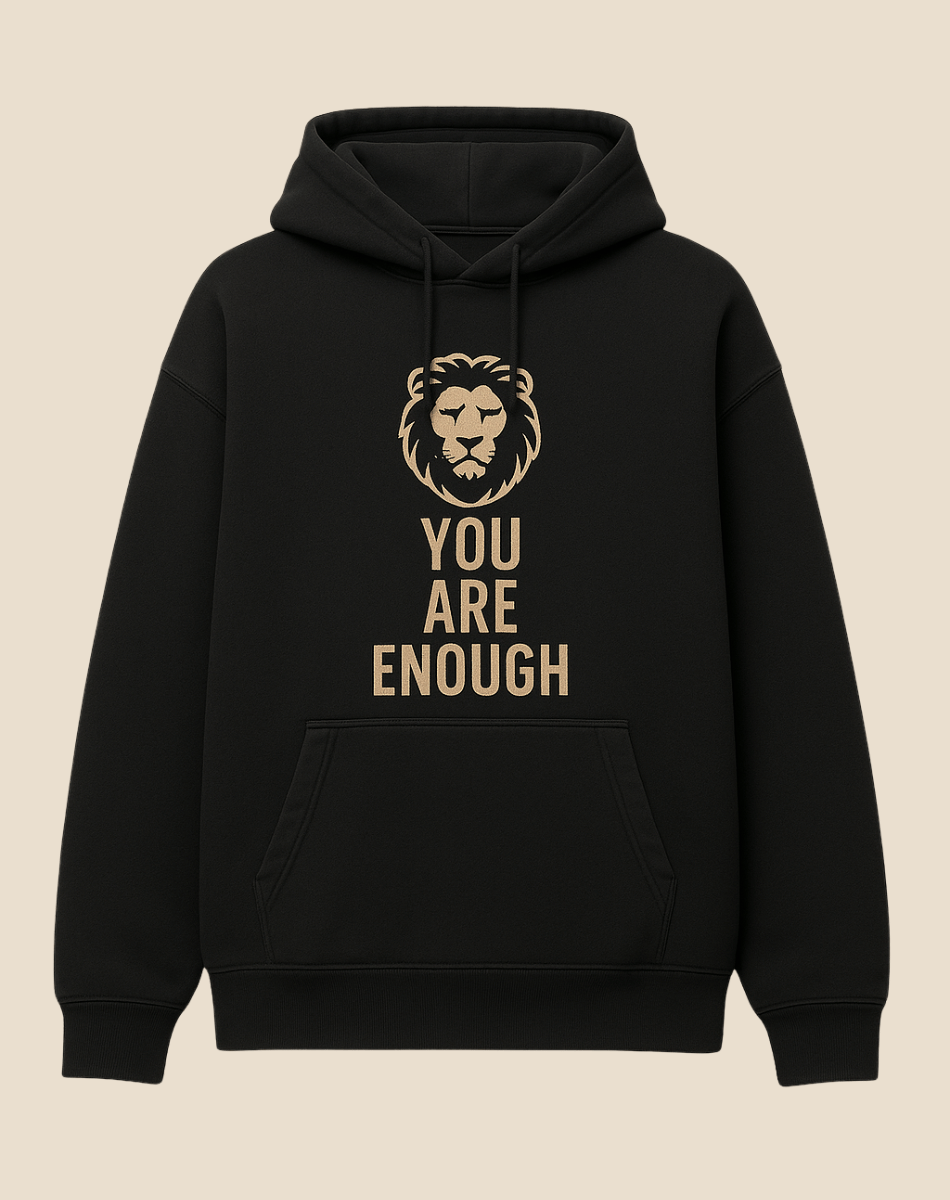 Printed Black Hoodie | Oversized Fit | 400 GSM Fleece | You Are Enough