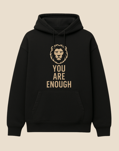Printed Black Hoodie | Oversized Fit | 400 GSM Fleece | You Are Enough